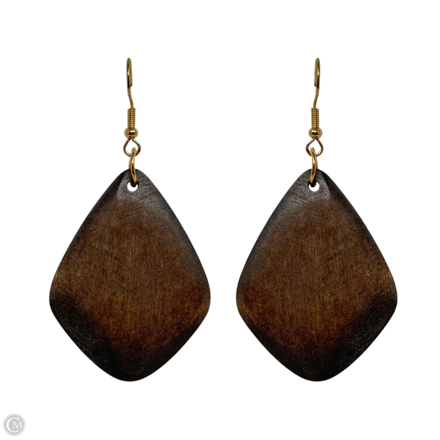 Wood Diamond Dangle Earrings