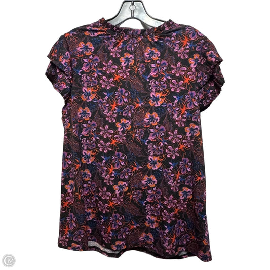 Top Short Sleeve By Adrianna Papell In Floral Print, Size: M