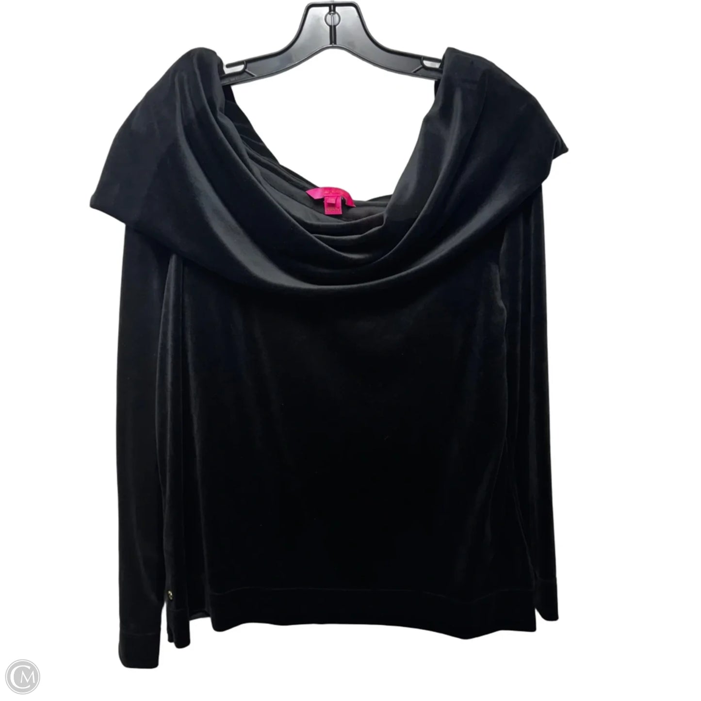 Off Shoulder Velour Top Long Sleeve Designer By Lilly Pulitzer In Black, Size: Xxl