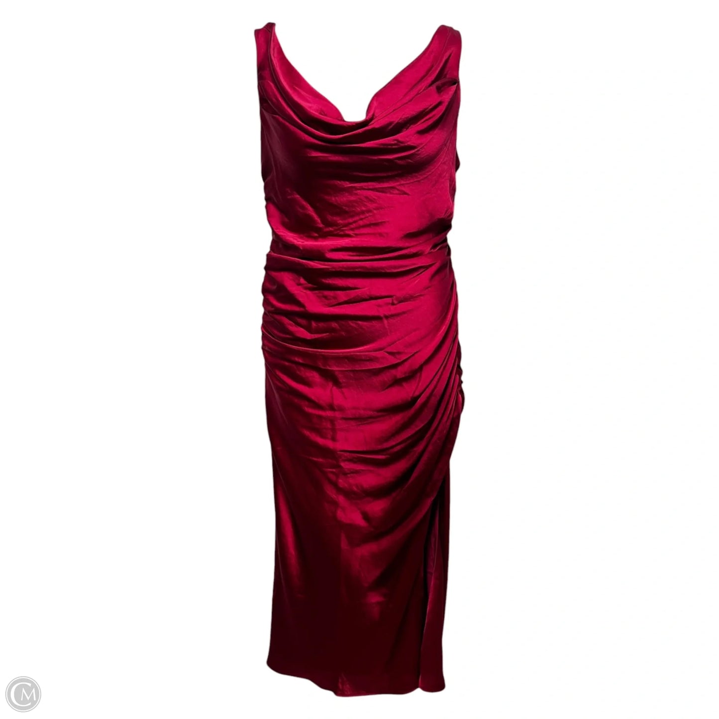 Cowl Neck Ruched Dress Party Long By Abercrombie And Fitch In Red, Size: Lp
