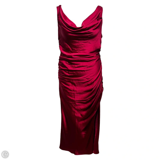 Cowl Neck Ruched Dress Party Long By Abercrombie And Fitch In Red, Size: Lp