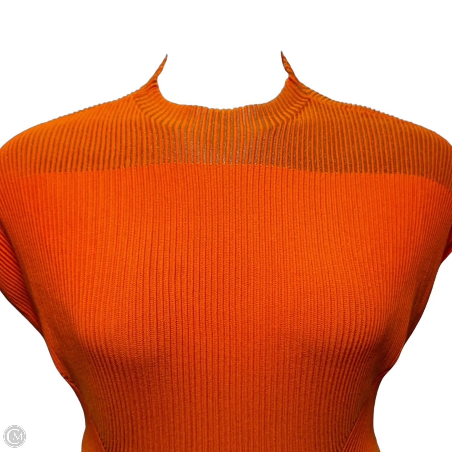 Mock Neck A-Line Midi Dress By Donna Karan In Orange, Size: XL