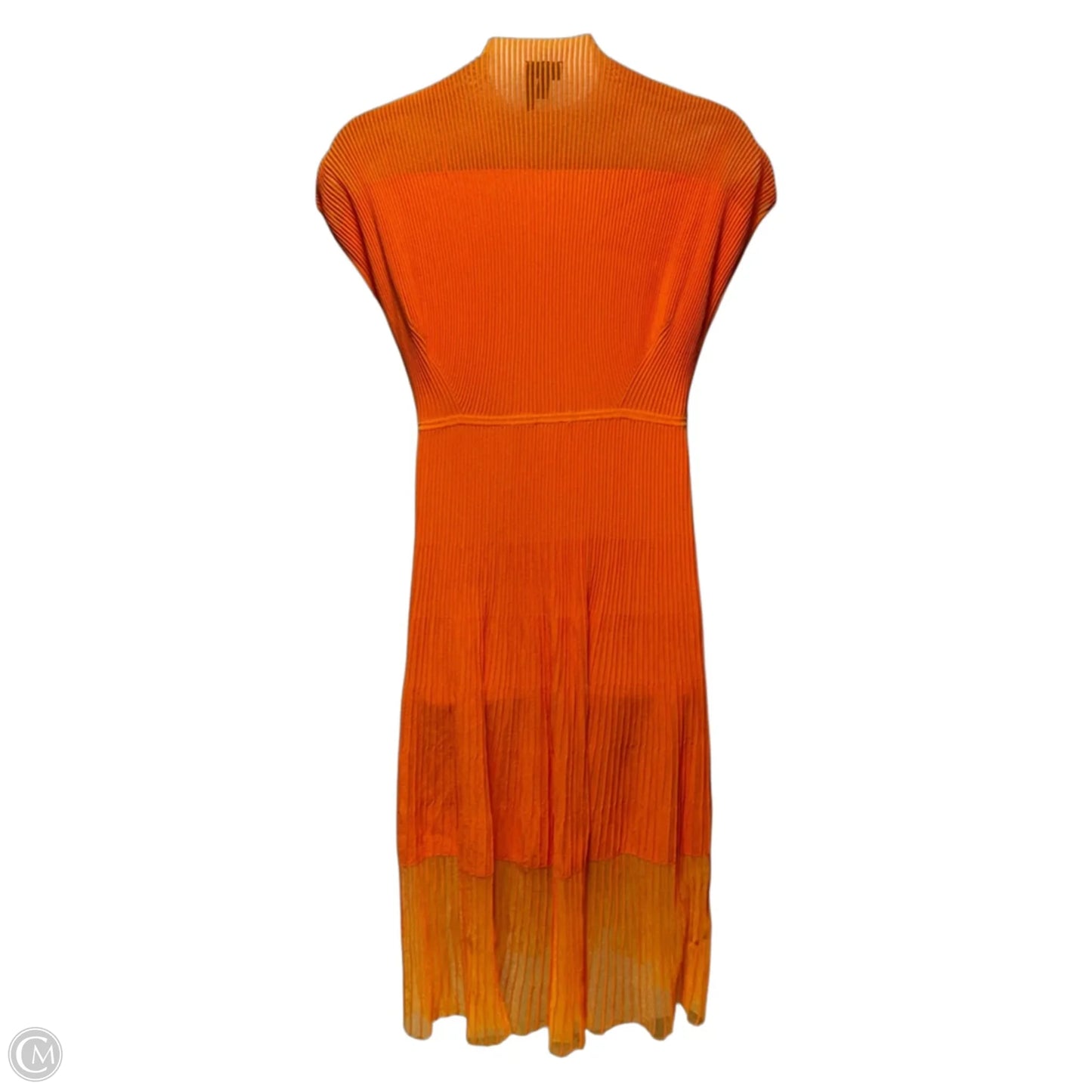 Mock Neck A-Line Midi Dress By Donna Karan In Orange, Size: XL