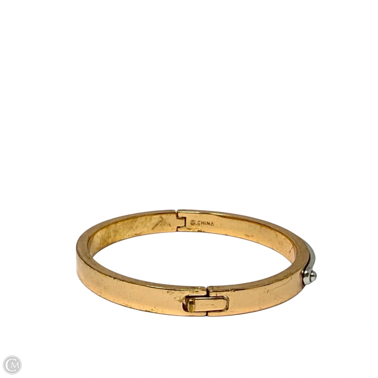 Logo Plate Hinged Bangle Bracelet Designer By Coach