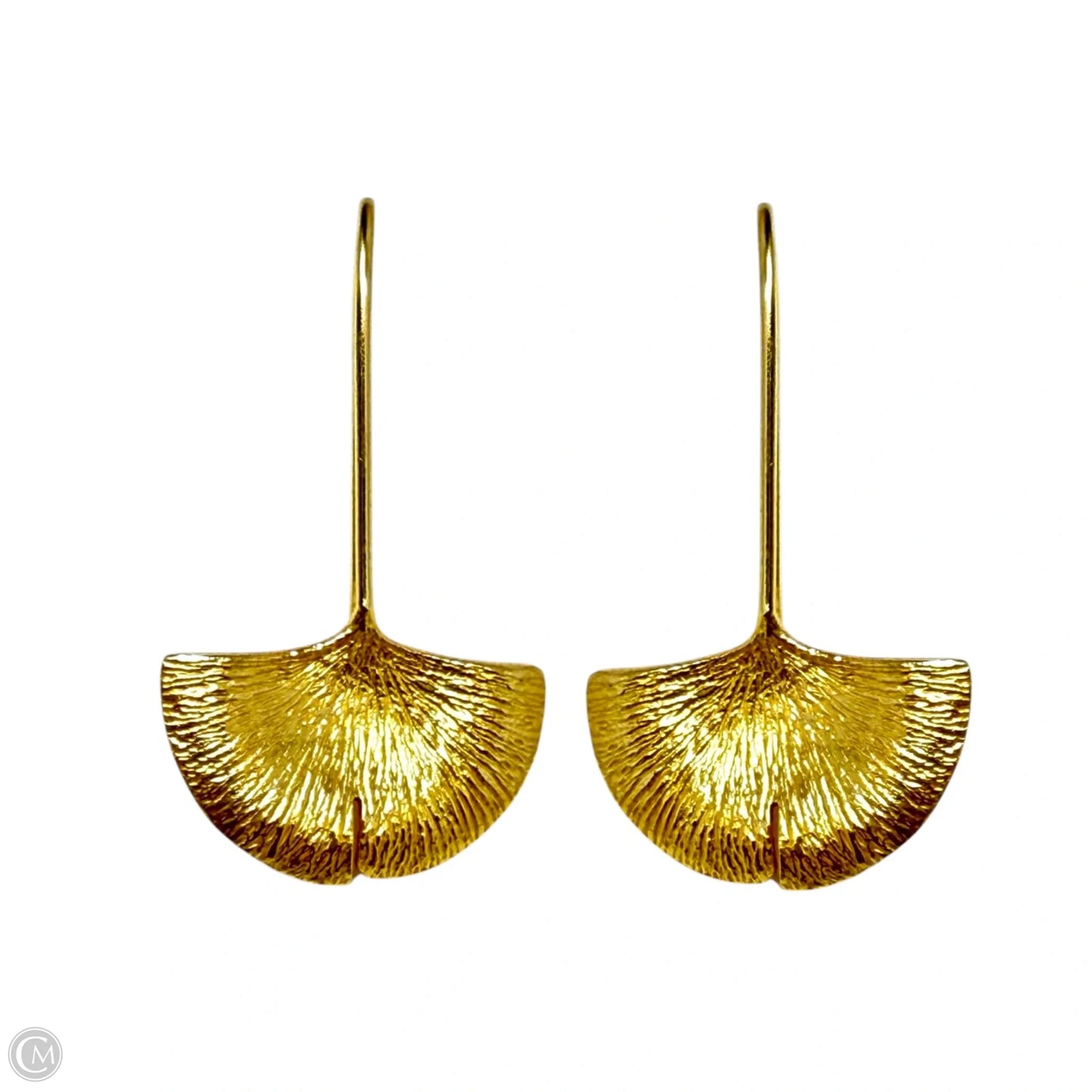 Gold Tone Ginkgo Leaf Drop Earrings