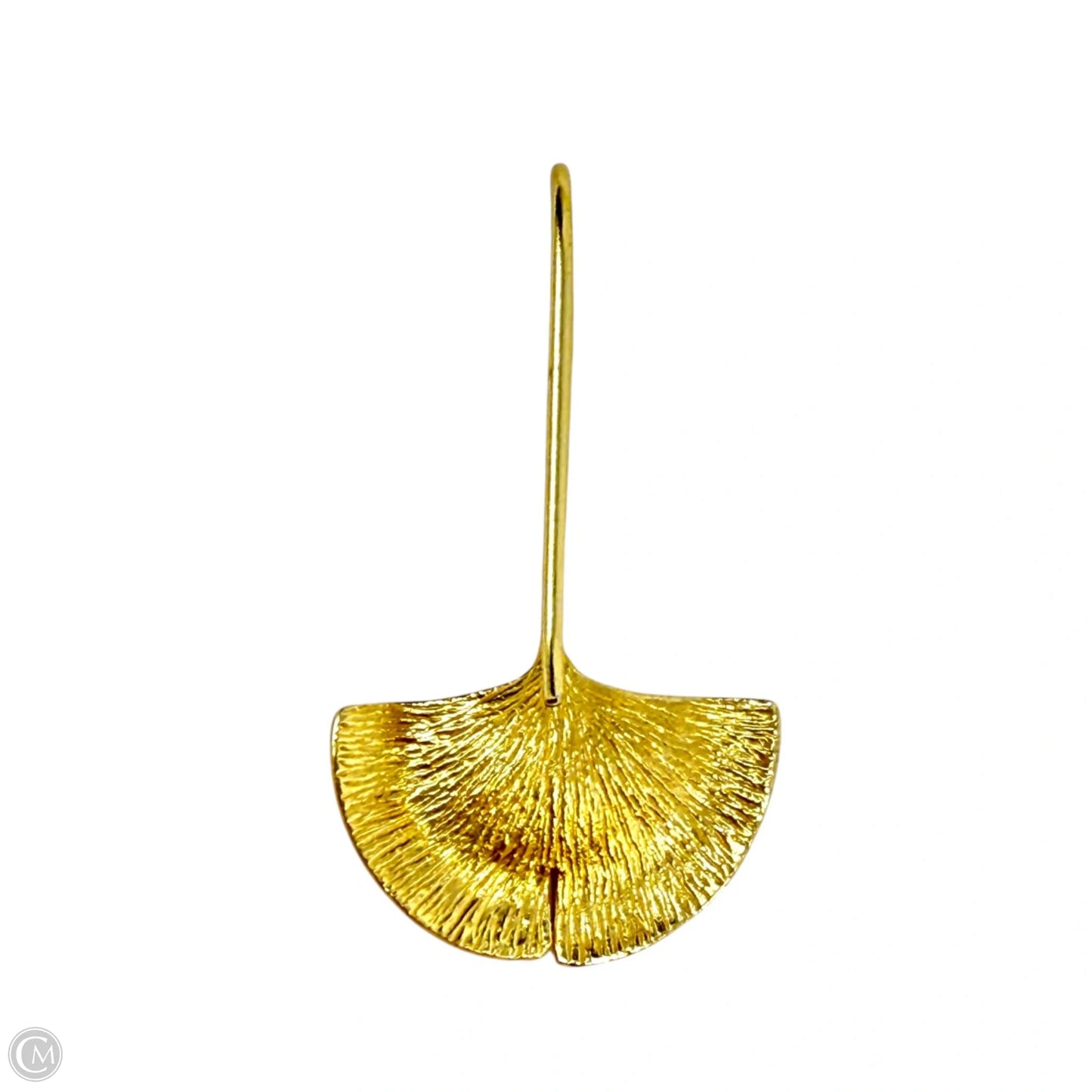 Gold Tone Ginkgo Leaf Drop Earrings