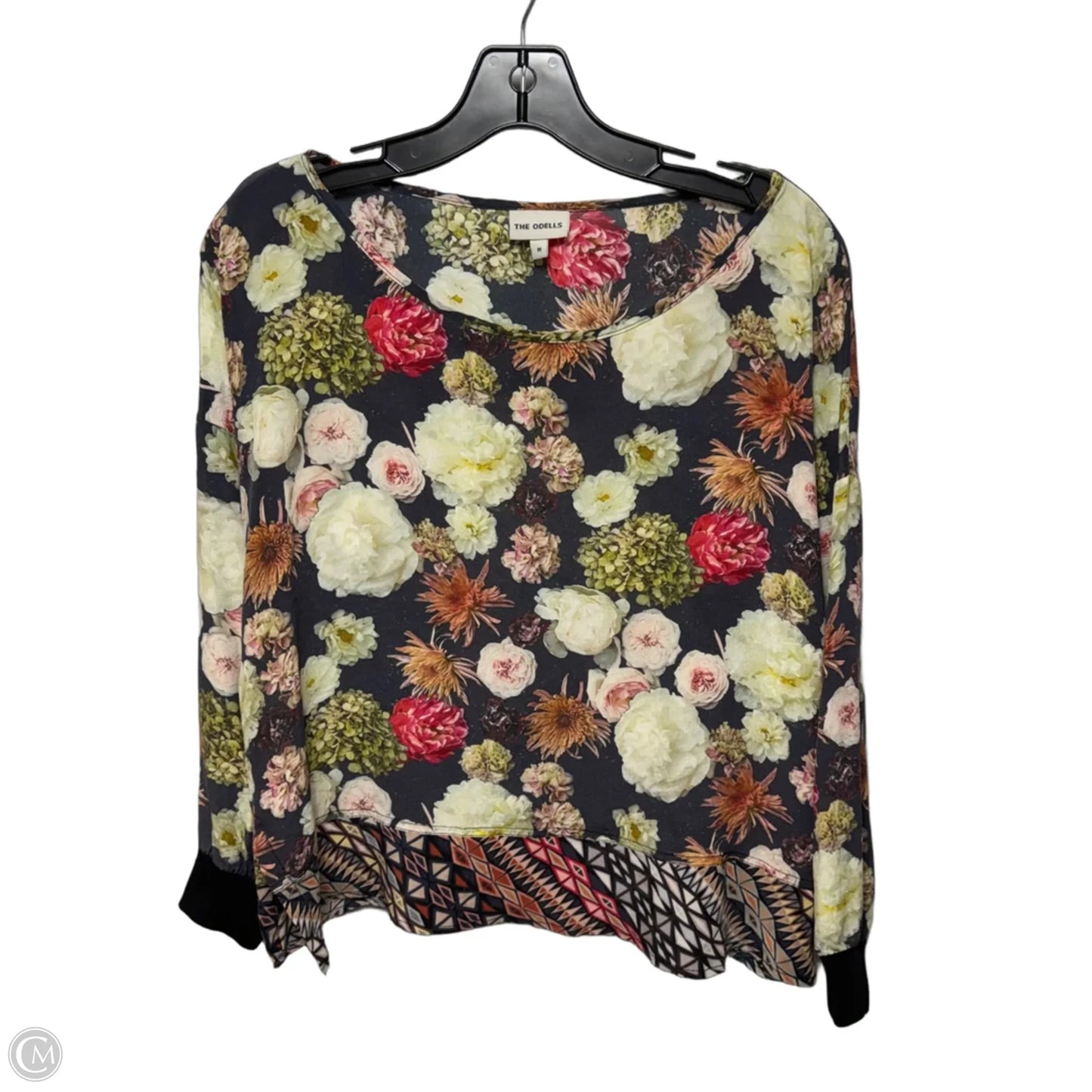Silk Top Long Sleeve By The Odells In Floral Print, Size: M