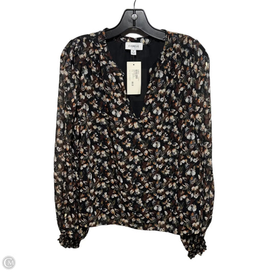 Mason Chiffon Blouse Top Long Sleeve By Evereve In Brown Multi-colored, Size: M