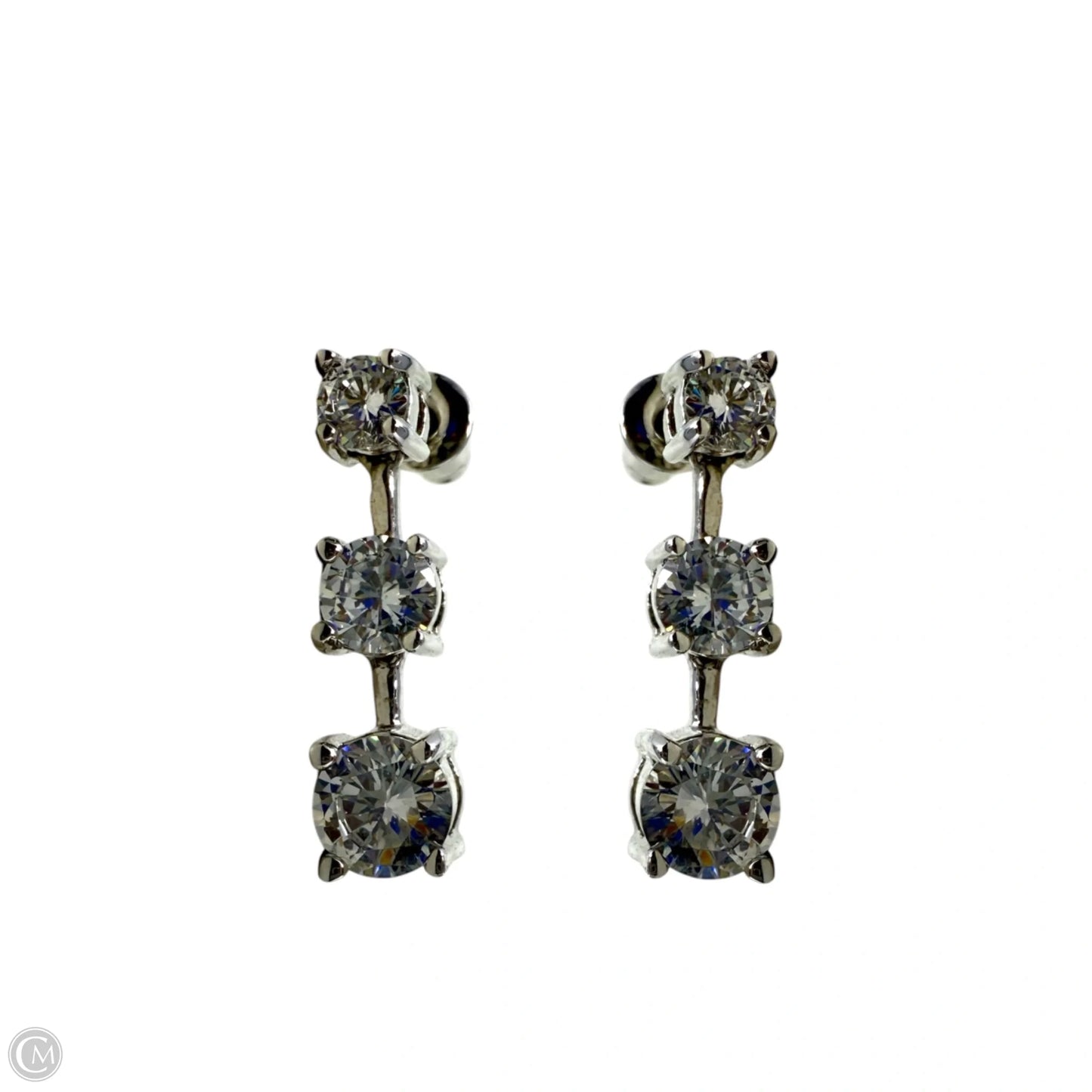 3 Clear Stone Drop Earrings