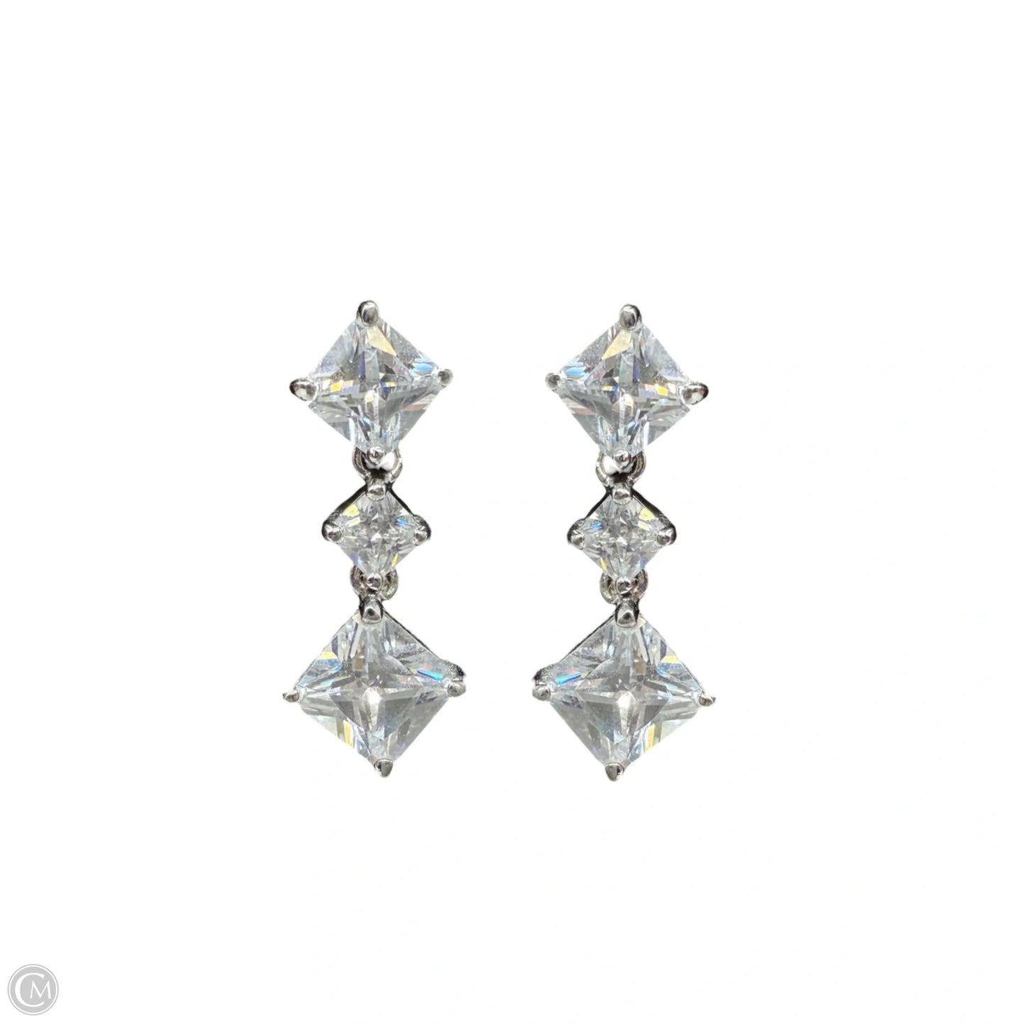 Princess Cut Graduated Drop Earrings