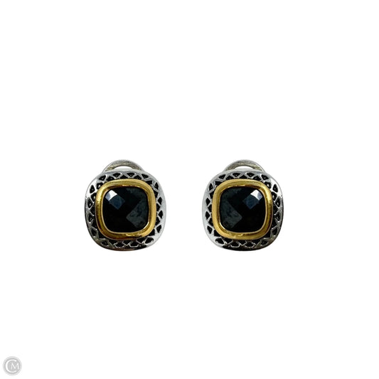 Faceted Stone Halo Mixed Metal Clip Earrings