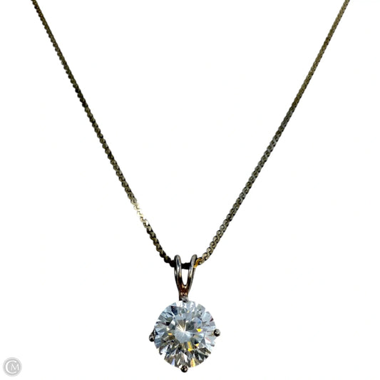 Italian Sterling Silver CZ Solitaire Pendant S-Chain Necklace By Uno Italy