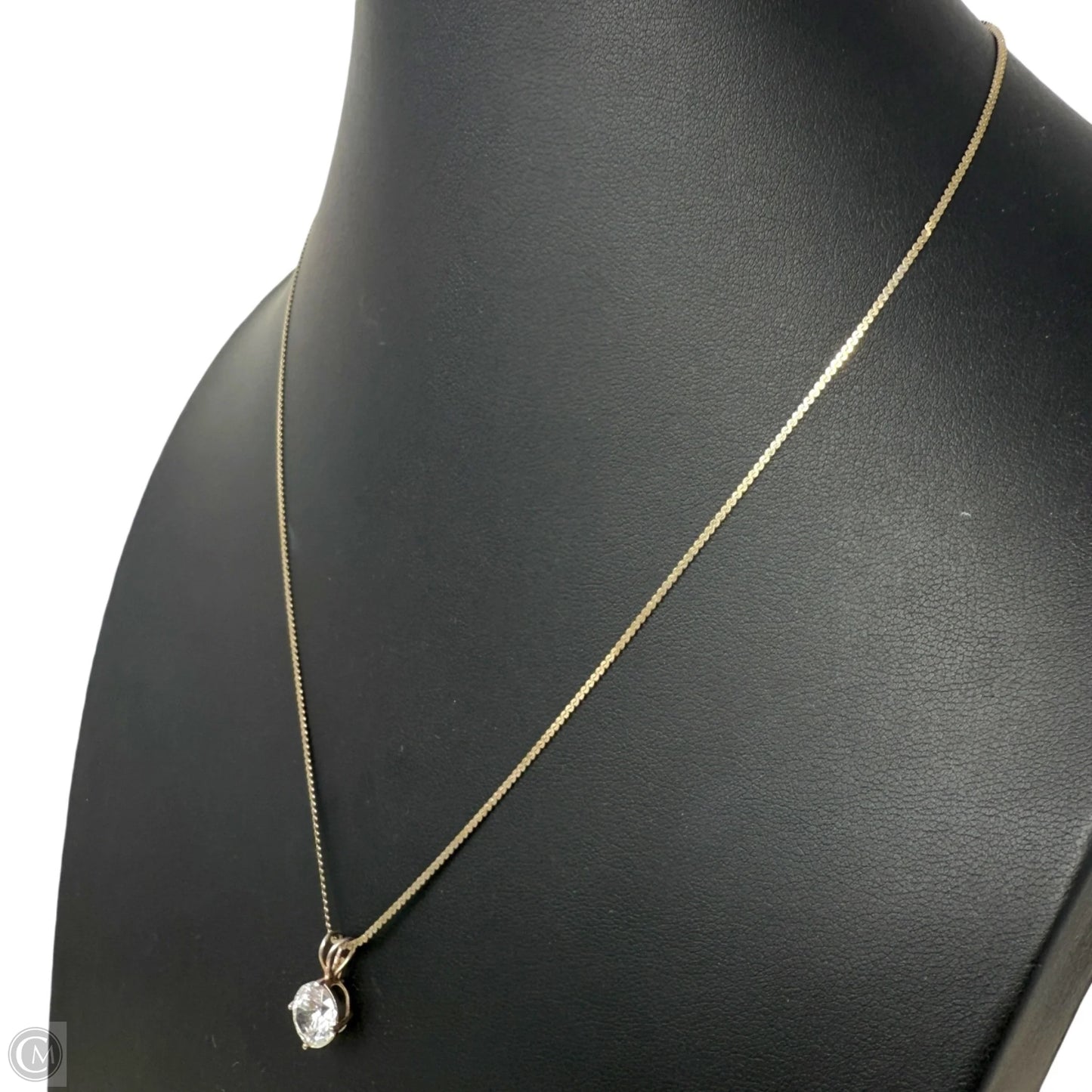 Italian Sterling Silver CZ Solitaire Pendant S-Chain Necklace By Uno Italy