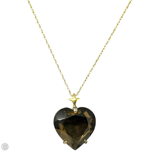 Gold Over Sterling Silver & Faceted Smoky Quartz Heart Pendant On 12K Gold Fine Rope Chain Necklace