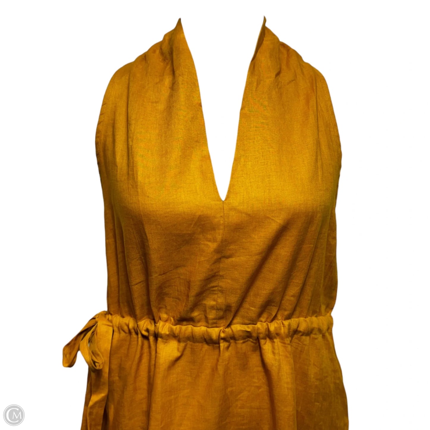 Linen Side Tie Halter Dress Casual Maxi By Lintico In Yellow, Size: M