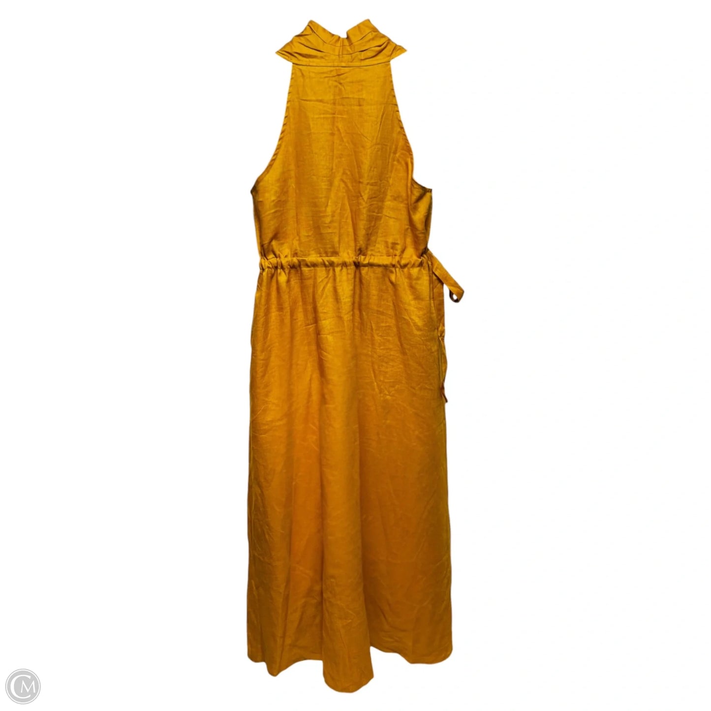Linen Side Tie Halter Dress Casual Maxi By Lintico In Yellow, Size: M