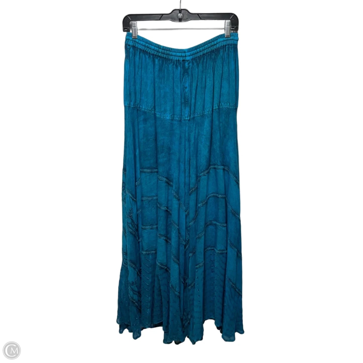 Adjustable Waist Bohemian Embroidered Maxi Skirt By Advance In Blue, Size: OSFM