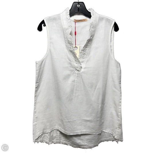 Linen Blend Tunic Sleeveless By Wearables In White, Size: S