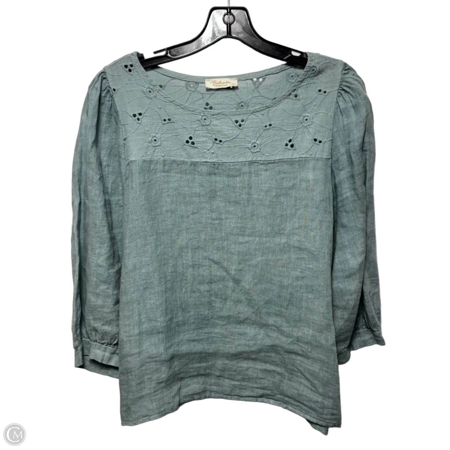 Linen Top 3/4 Sleeve By Bellambra In Green, Size: S