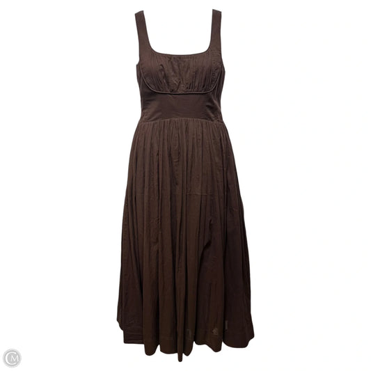Sunny Gathered Poplin Maxi Dress By Aje. In Brown, Size: 10