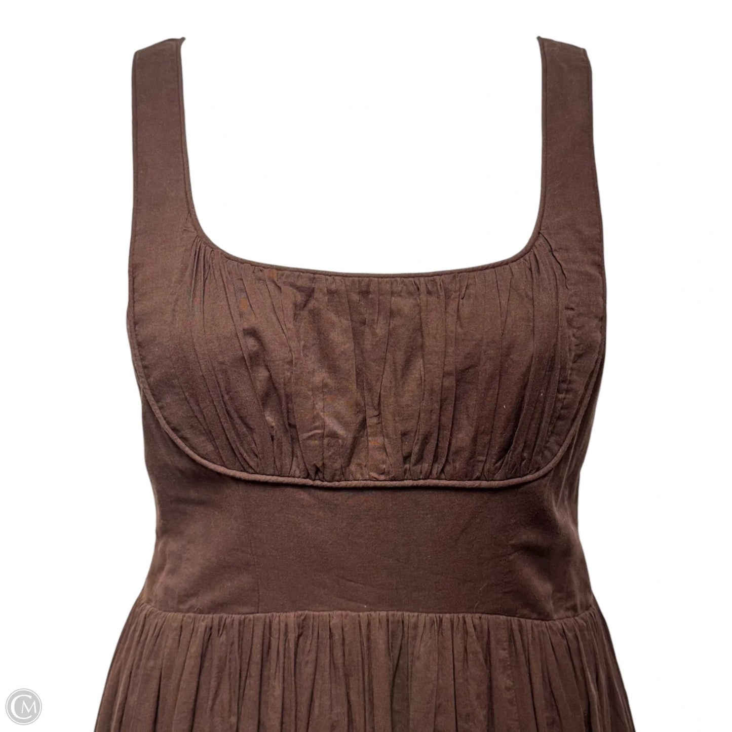 Sunny Gathered Poplin Maxi Dress By Aje. In Brown, Size: 10