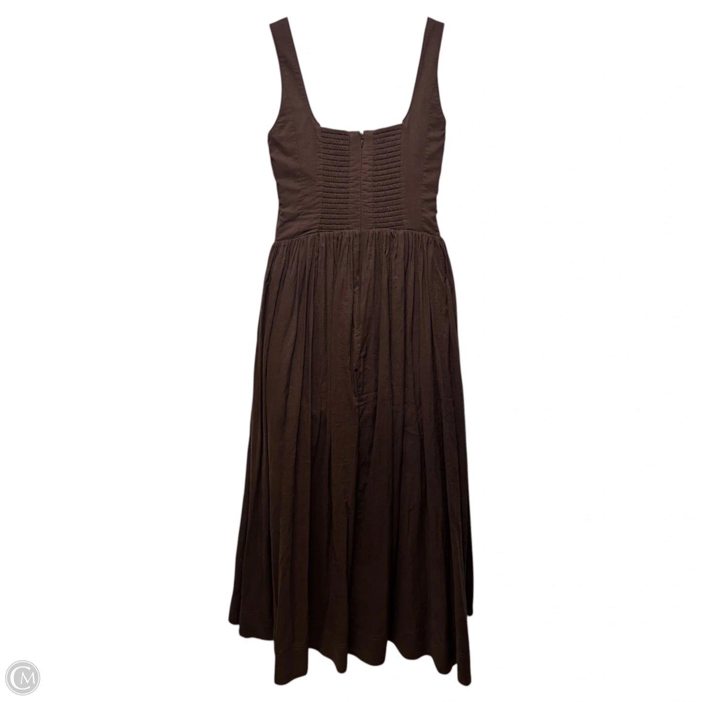 Sunny Gathered Poplin Maxi Dress By Aje. In Brown, Size: 10