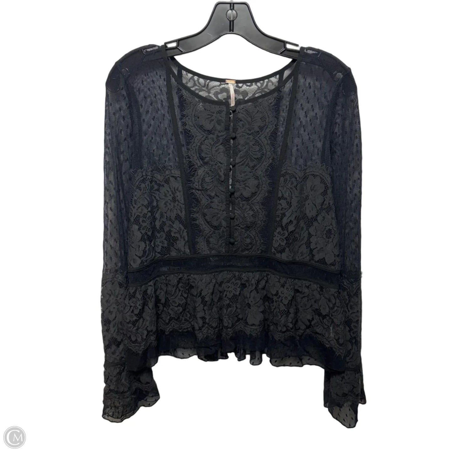 Lace Top Long Sleeve By Free People In Black, Size: M