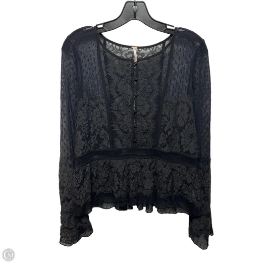 Lace Top Long Sleeve By Free People In Black, Size: M