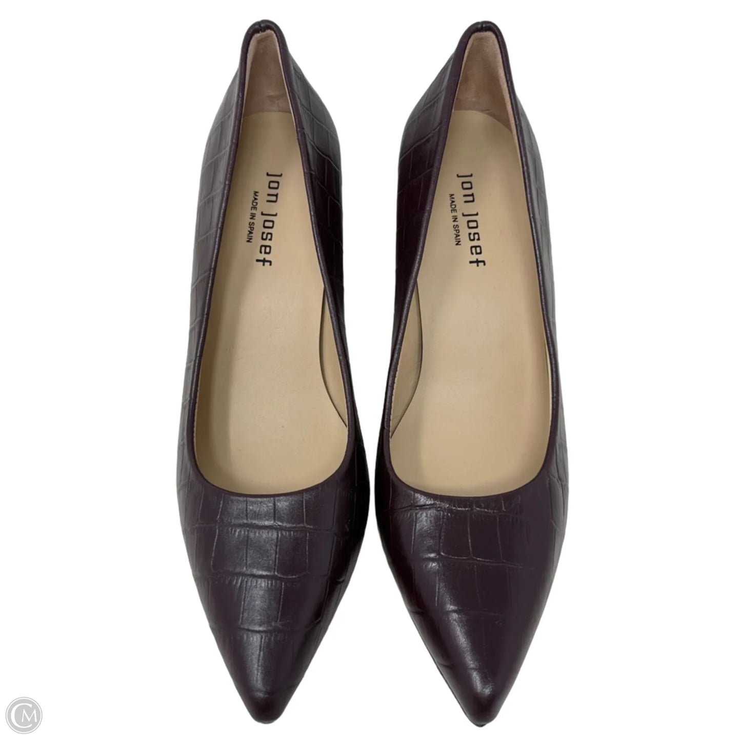 Jasmine Croc Embossed Leather Block Heel Pumps By Jon Josef In Dark Wine, Size: 9