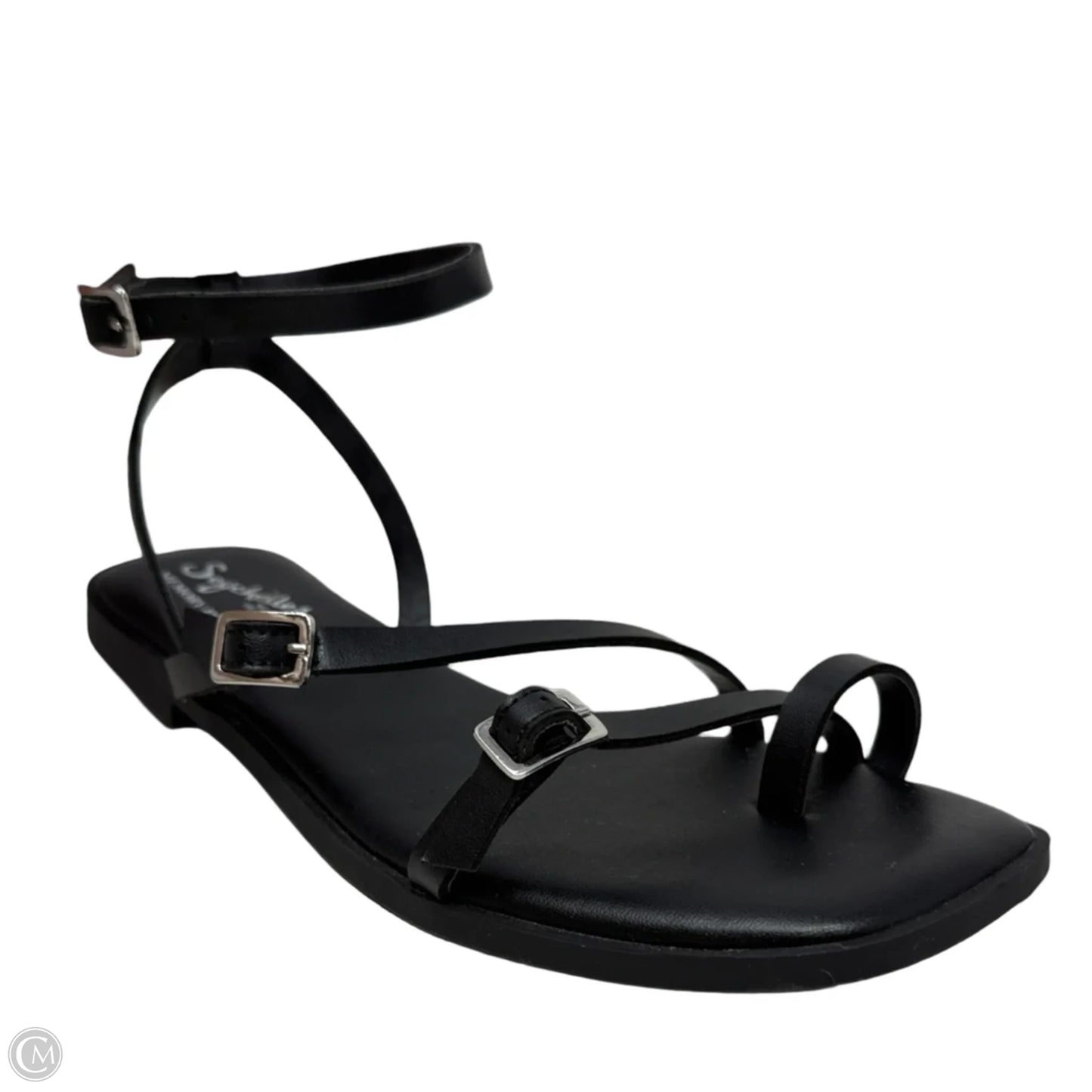 Strappy Leather Flat Sandals By Seychelles In Black, Size: 7