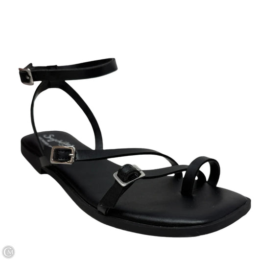 Strappy Leather Flat Sandals By Seychelles In Black, Size: 7