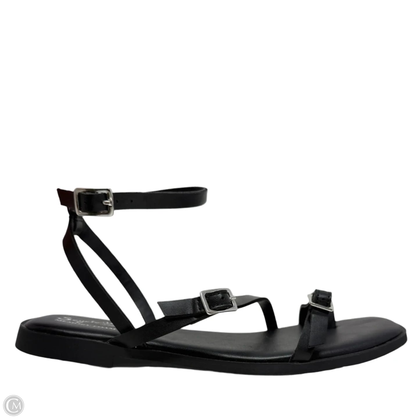 Strappy Leather Flat Sandals By Seychelles In Black, Size: 7