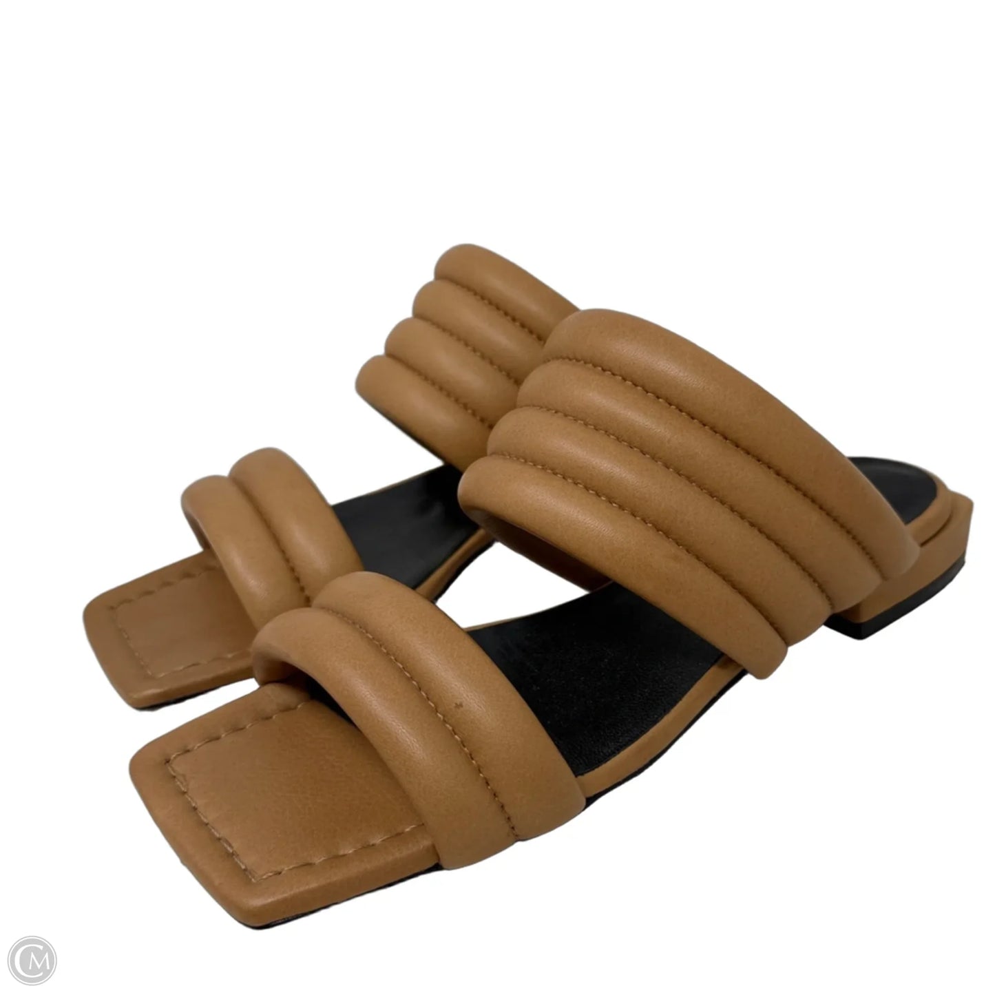 Korin European Puffy Leather Slide Sandals By Marcella In Tan, Size: 8 (EU 38)