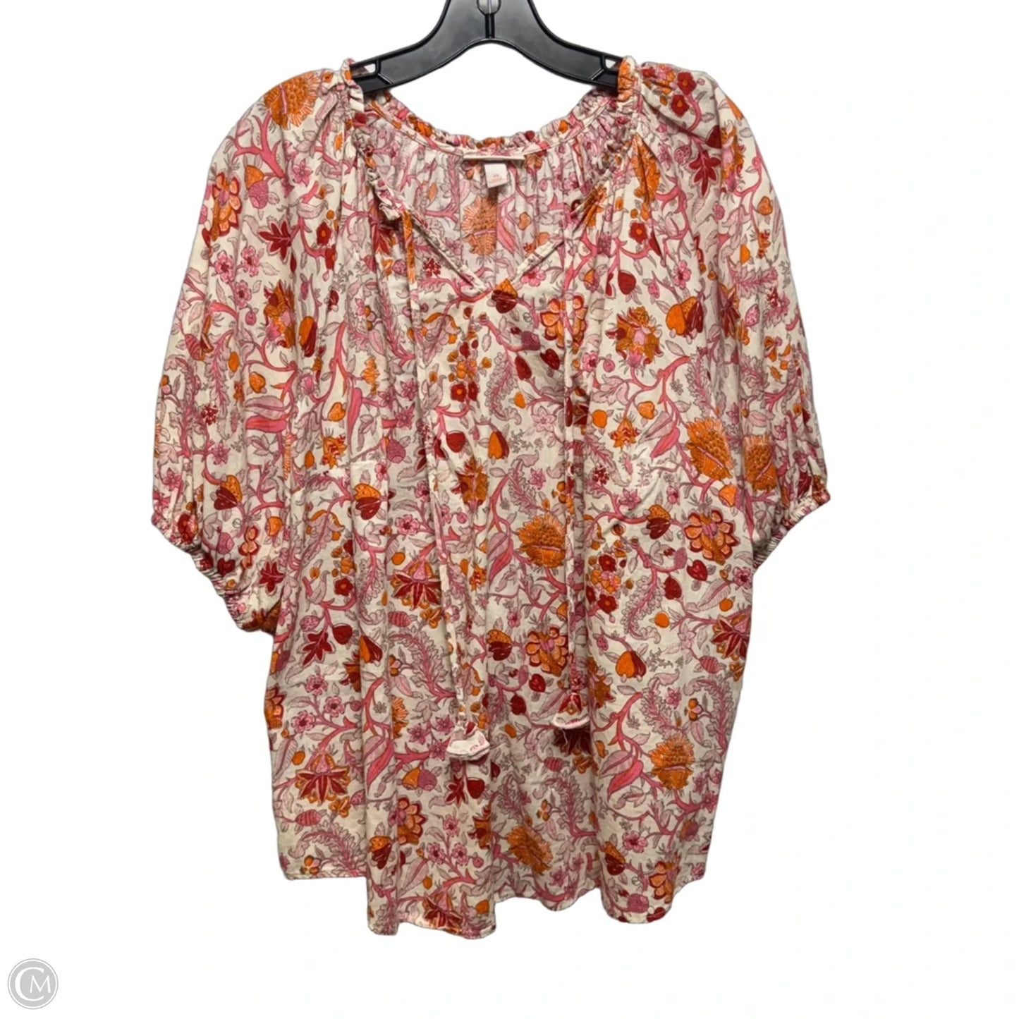 Top Short Sleeve By Knox Rose In Floral Print, Size: Xxl