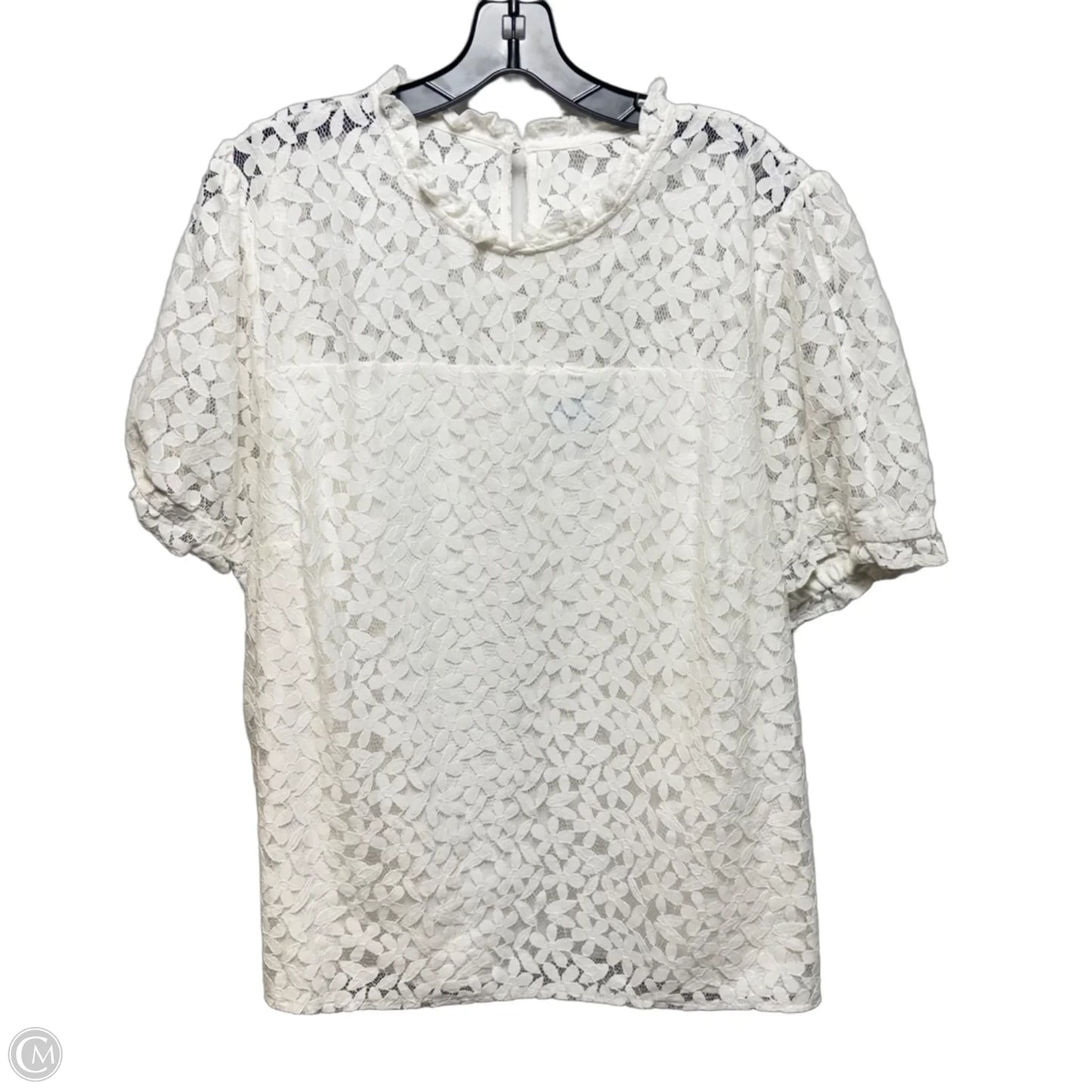 Lace Top Short Sleeve By Cece In White, Size: 3x