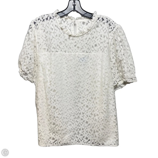 Lace Top Short Sleeve By Cece In White, Size: 3x