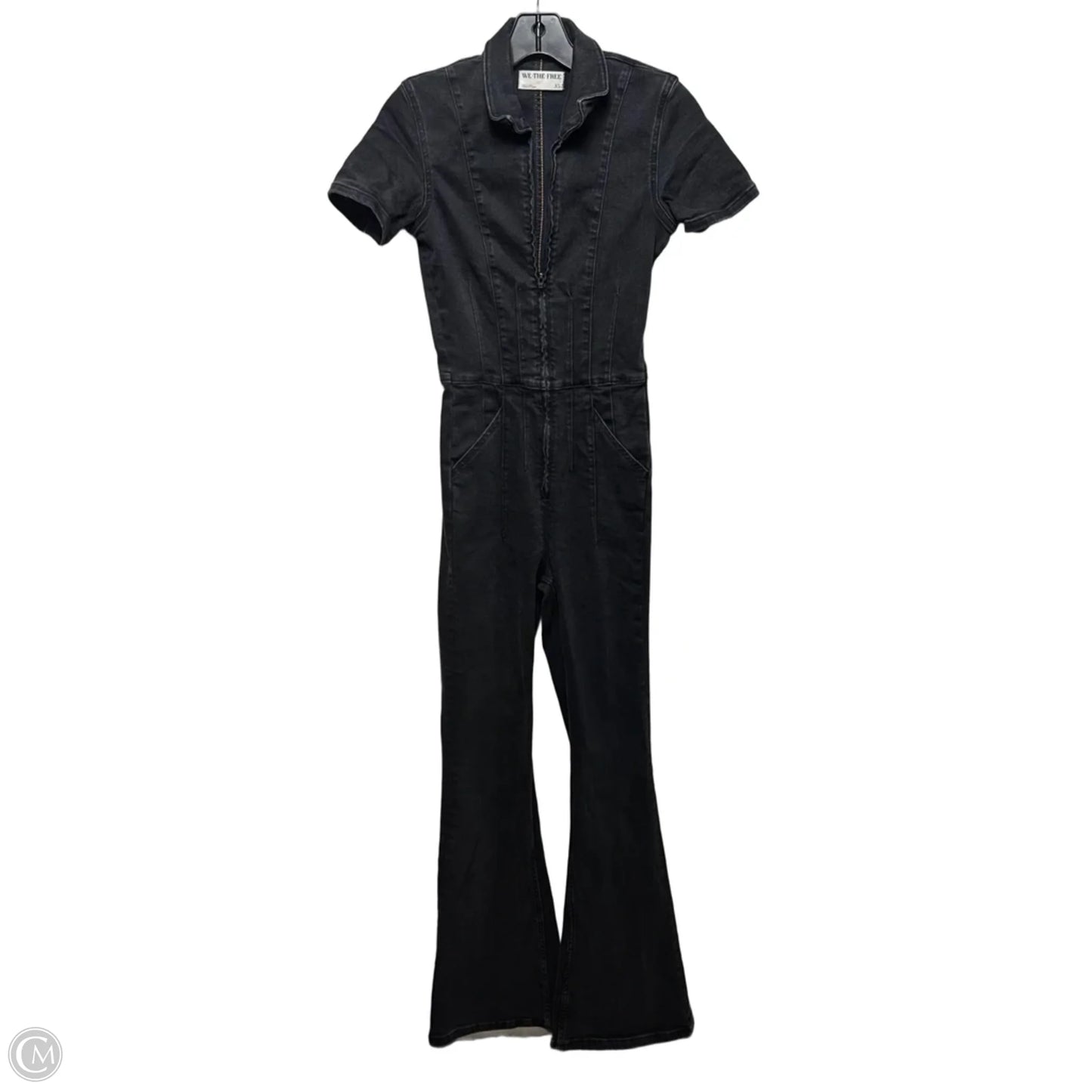 Zip Up Flared Leg Jumpsuit By We The Free In Black Denim, Size: Xs