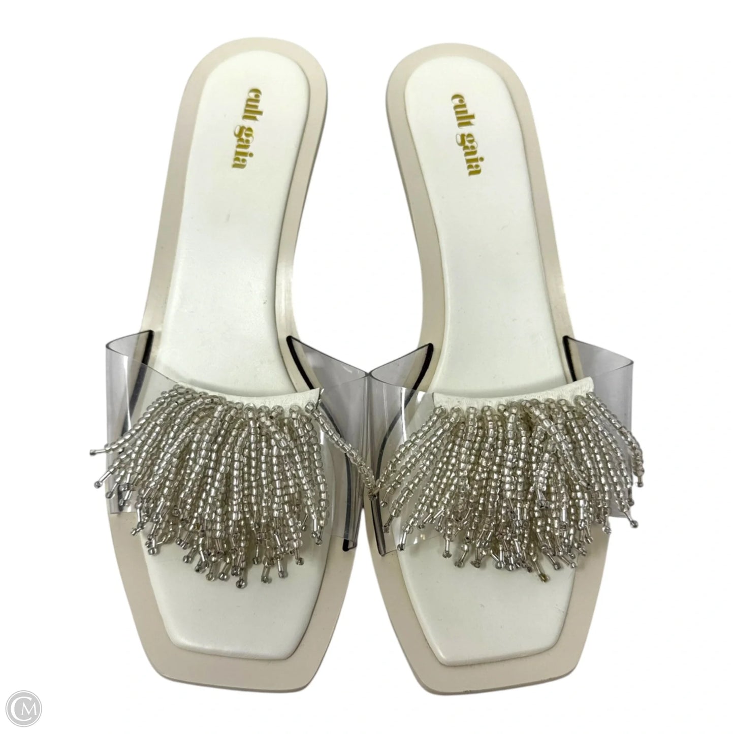 Uma Beaded Sandals Heels Kitten By Cult Gaia In Cream, Size: 12