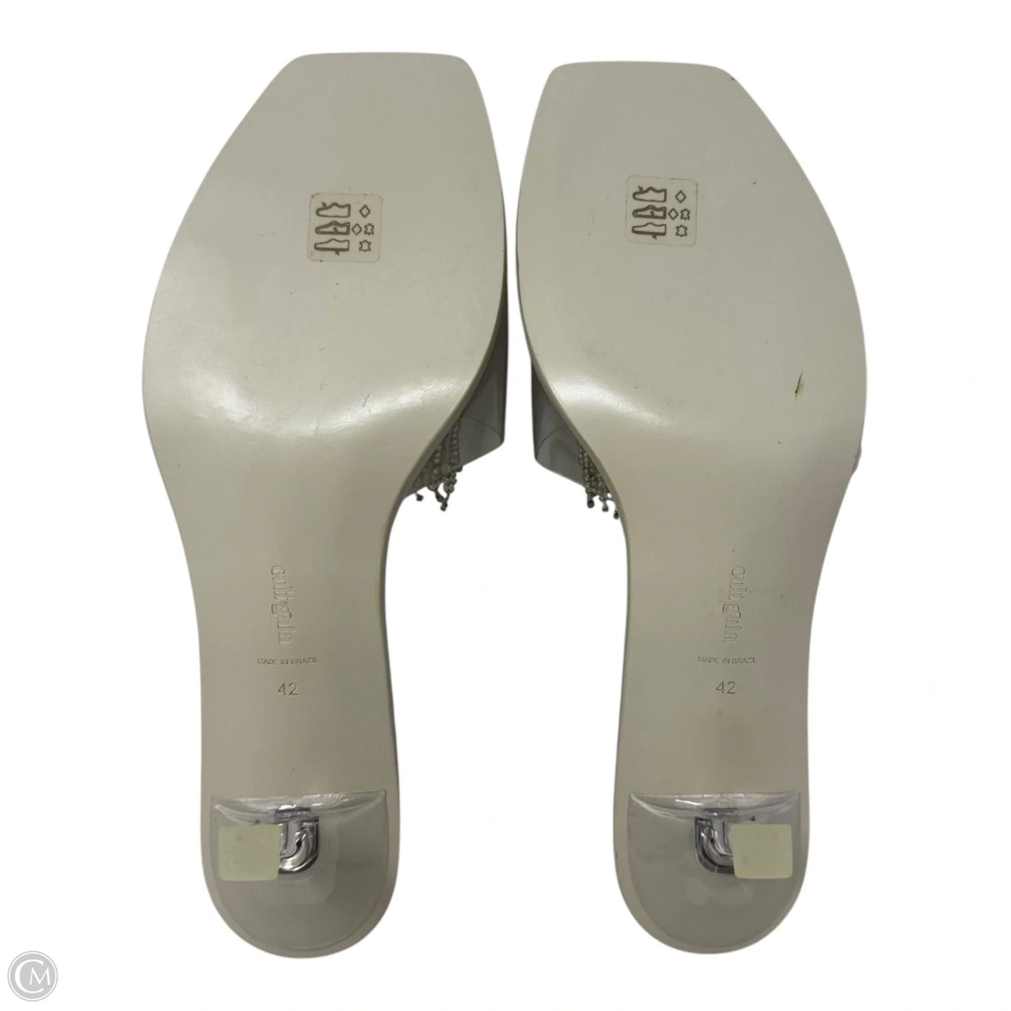 Uma Beaded Sandals Heels Kitten By Cult Gaia In Cream, Size: 12