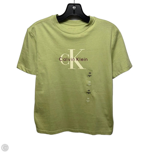 “Calvin Klein CK” Logo Top Short Sleeve By Calvin Klein In Green, Size: Xs