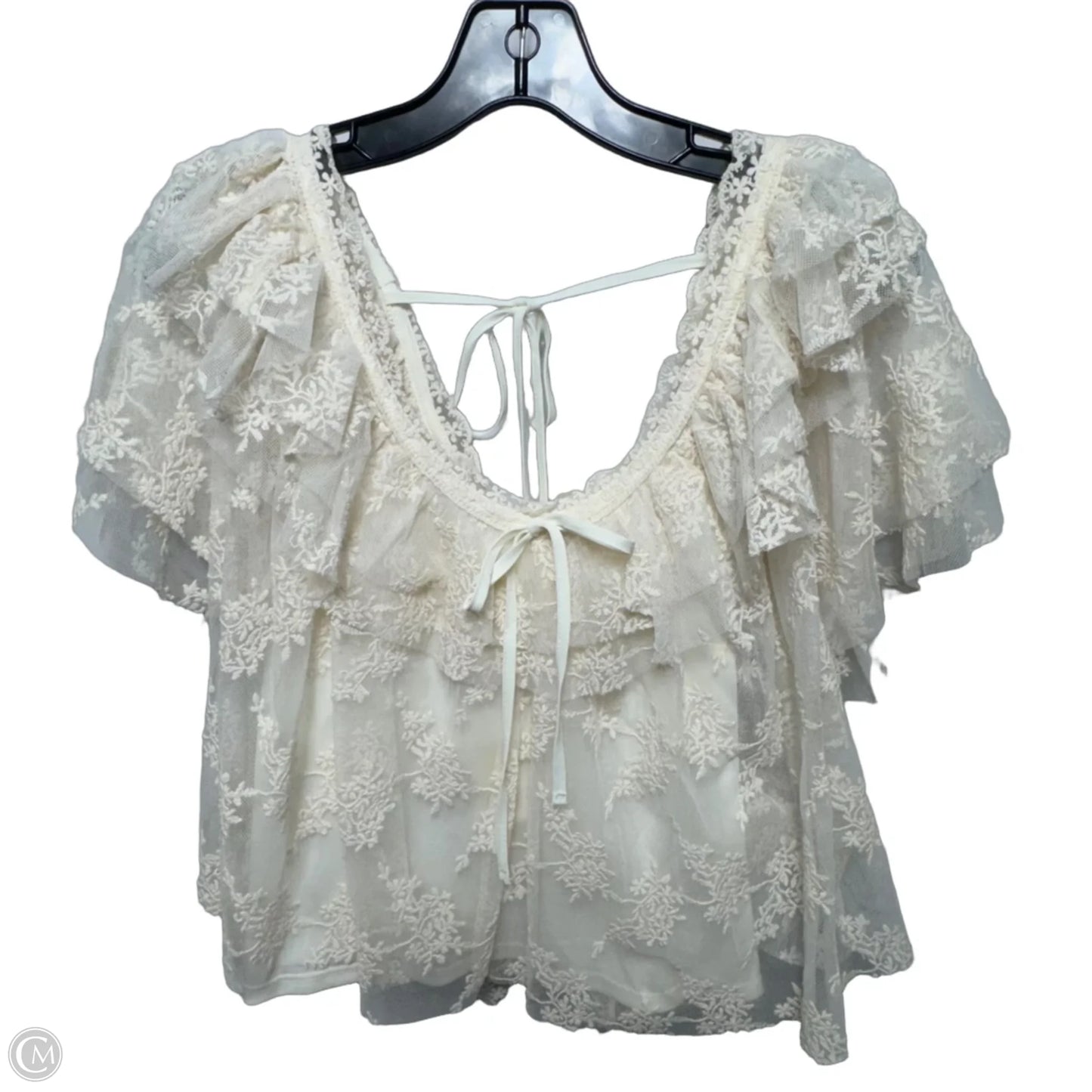 Top 2pc Short Sleeve By Gianni Bini In Ivory, Size: L