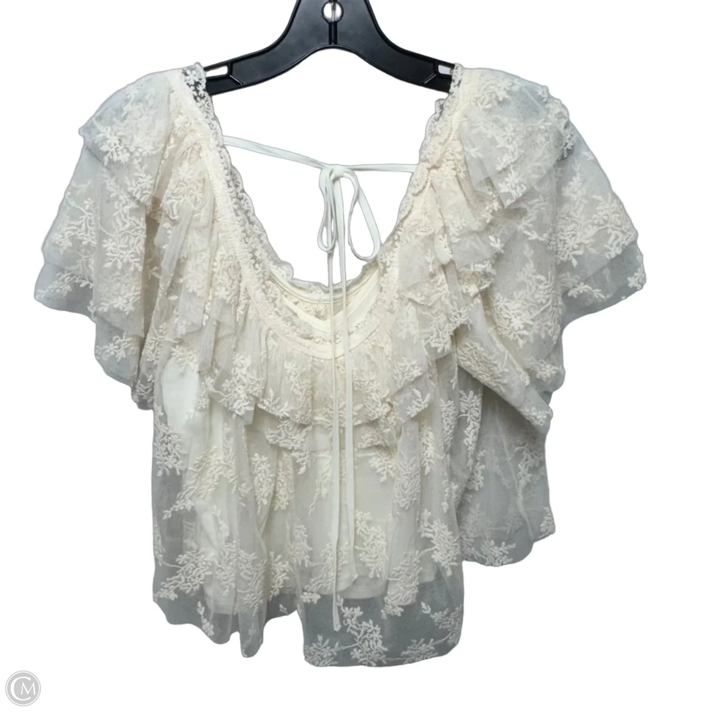 Top 2pc Short Sleeve By Gianni Bini In Ivory, Size: L