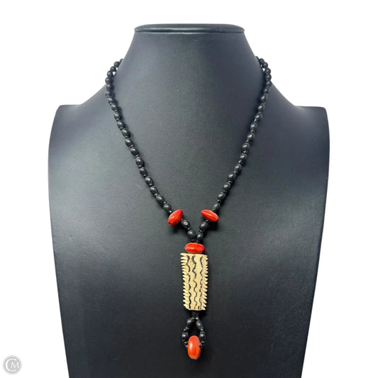 Tribal Carved Pendant Beaded Necklace
