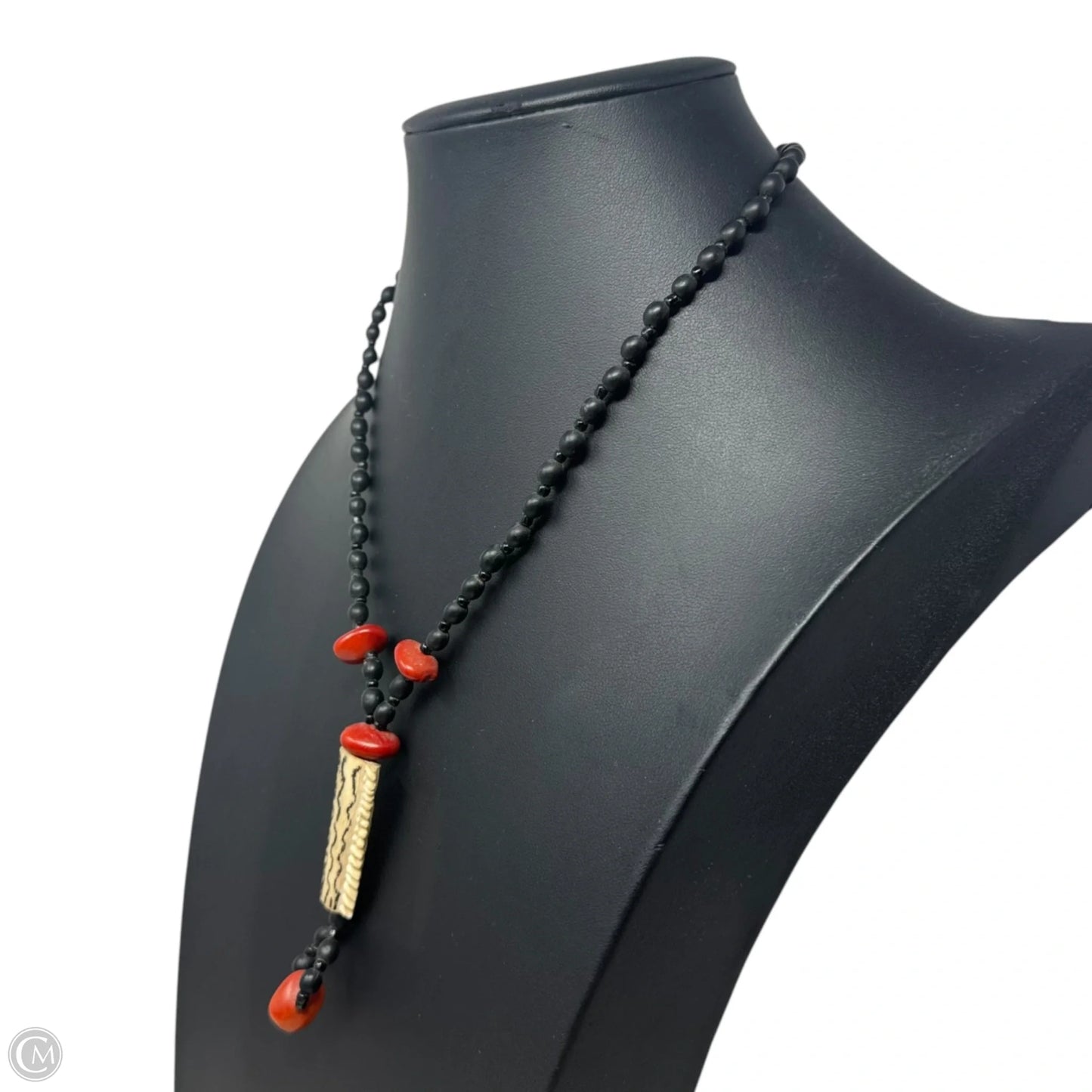 Tribal Carved Pendant Beaded Necklace