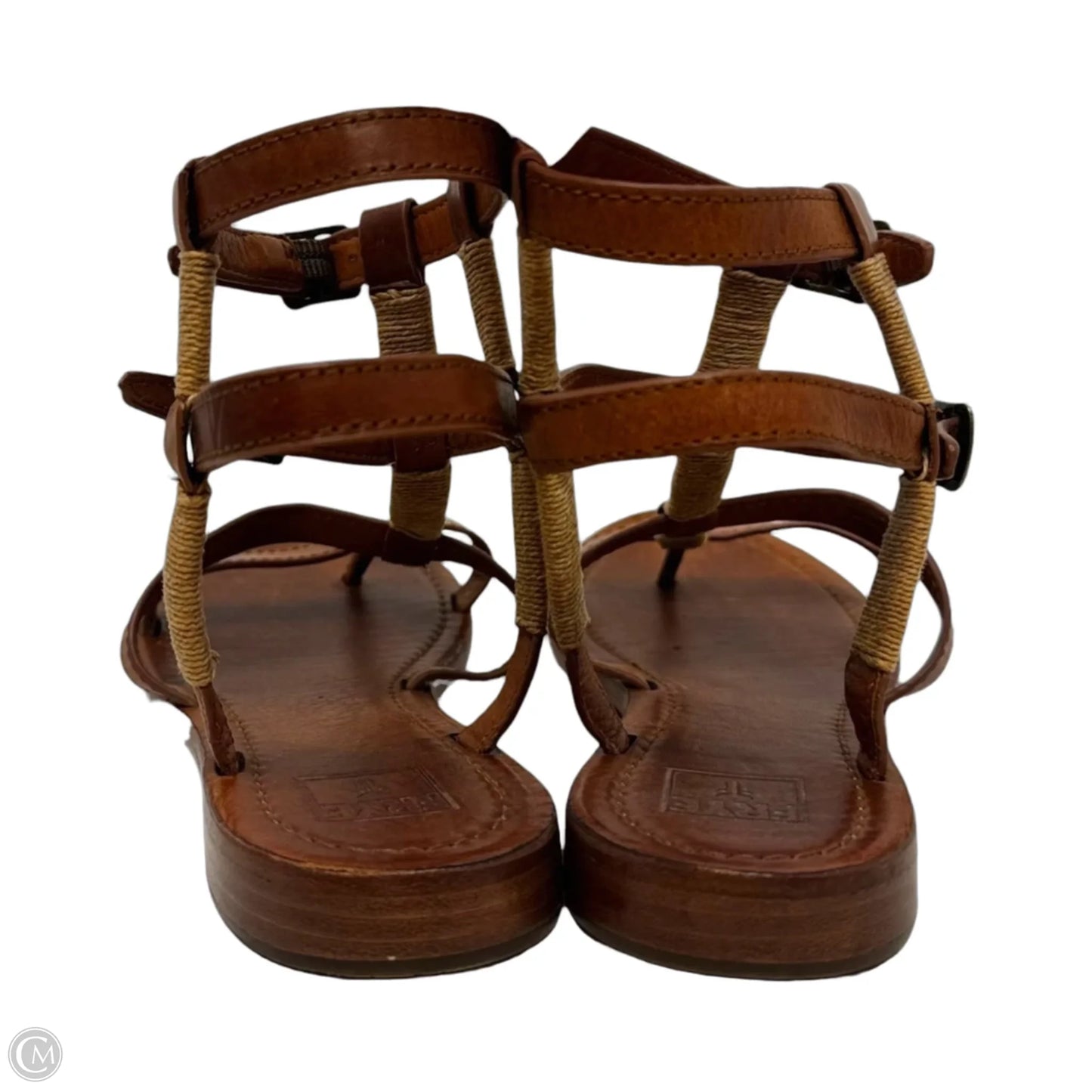 Rachel Gladiator Sandals Designer By Frye In Brown, Size: 8