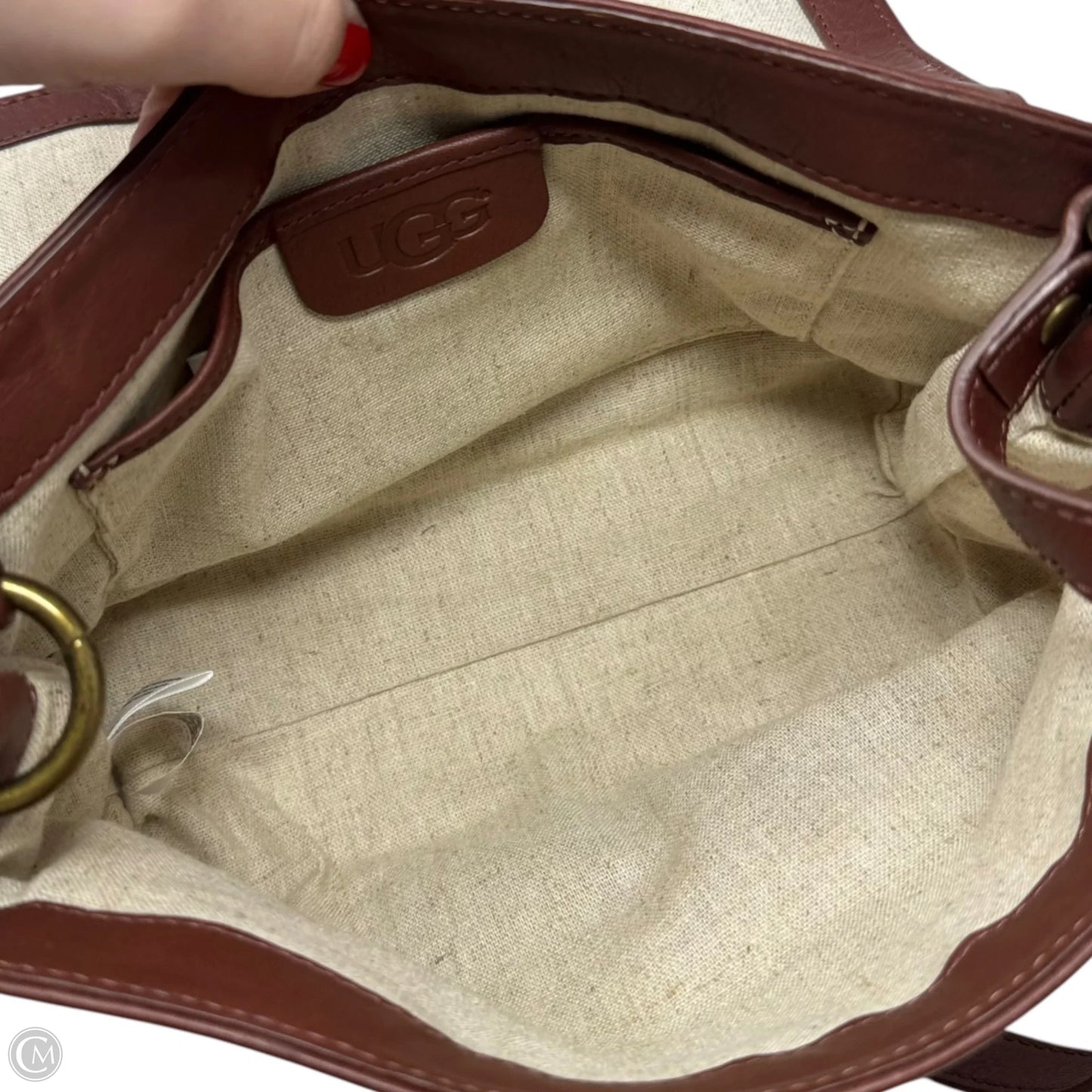 Leather Flap Crossbody Designer By Ugg, Size: Medium