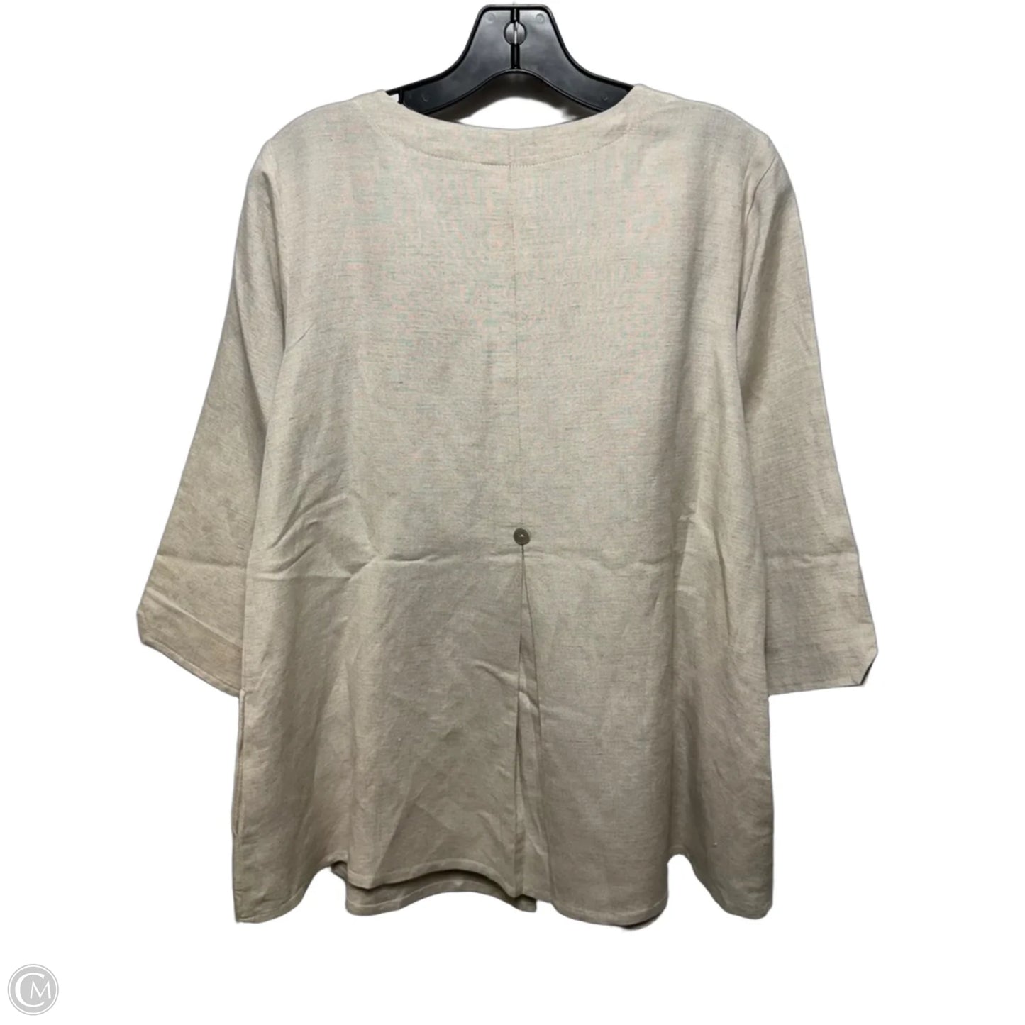 Linen V Neck Tunic Long Sleeve By Toofan In Khaki, Size: S