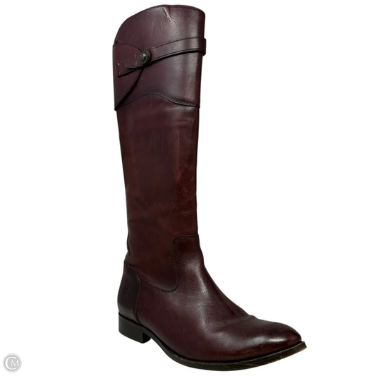 Molly Button Boots Designer By Frye In Redwood Vintage Leather, Size: 11