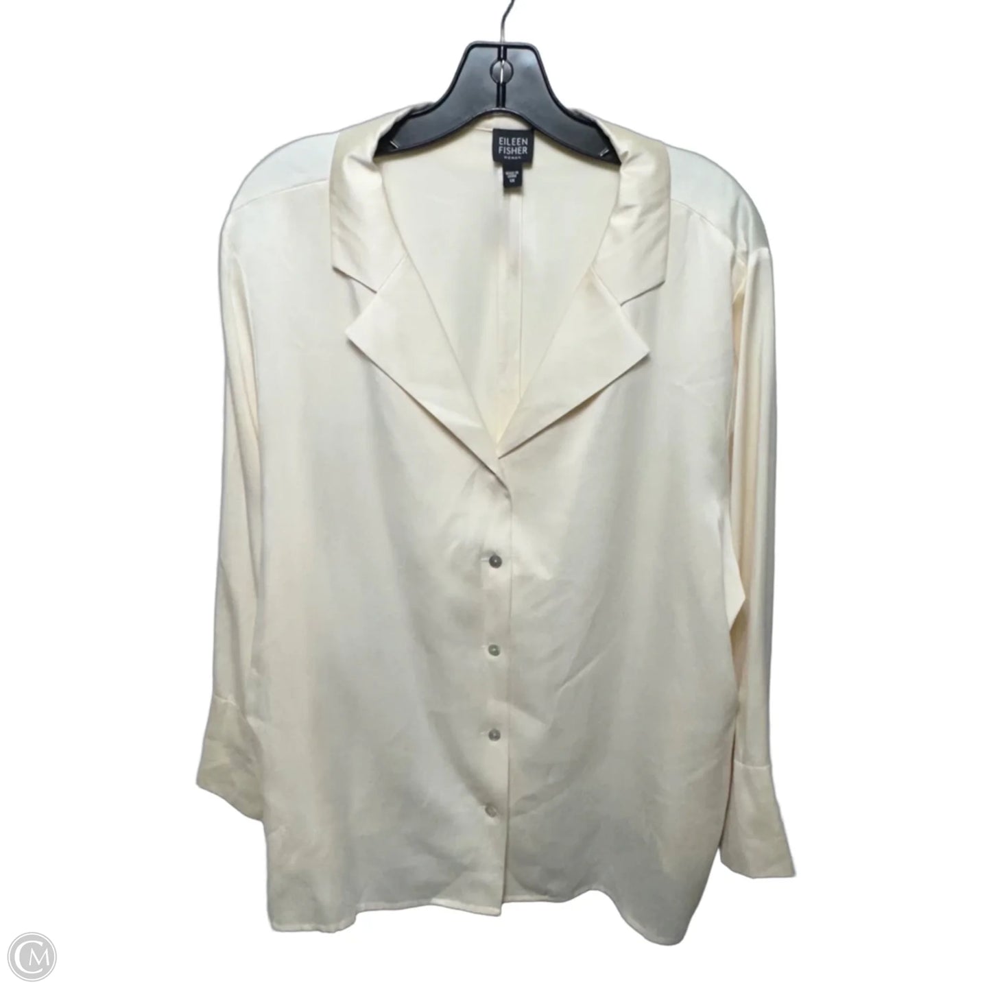 Silk Top Long Sleeve By Eileen Fisher In Cream, Size: 1x