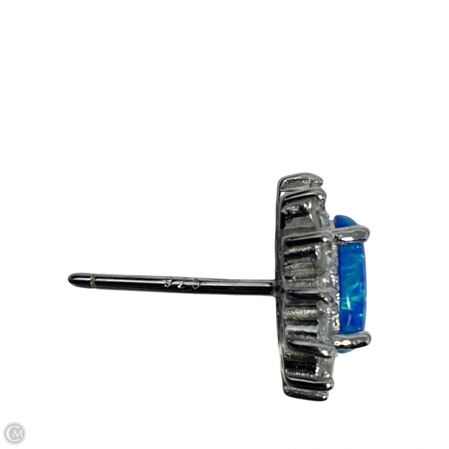 Sterling Silver & Blue Opal Stud Earrings